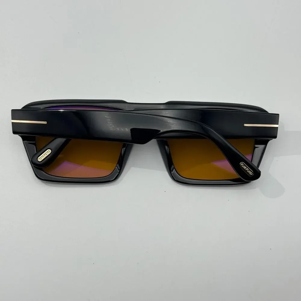 Tom Ford Sunglasses Redford TF1153 01E Black Navigator Frame Brown Lens 56mm New